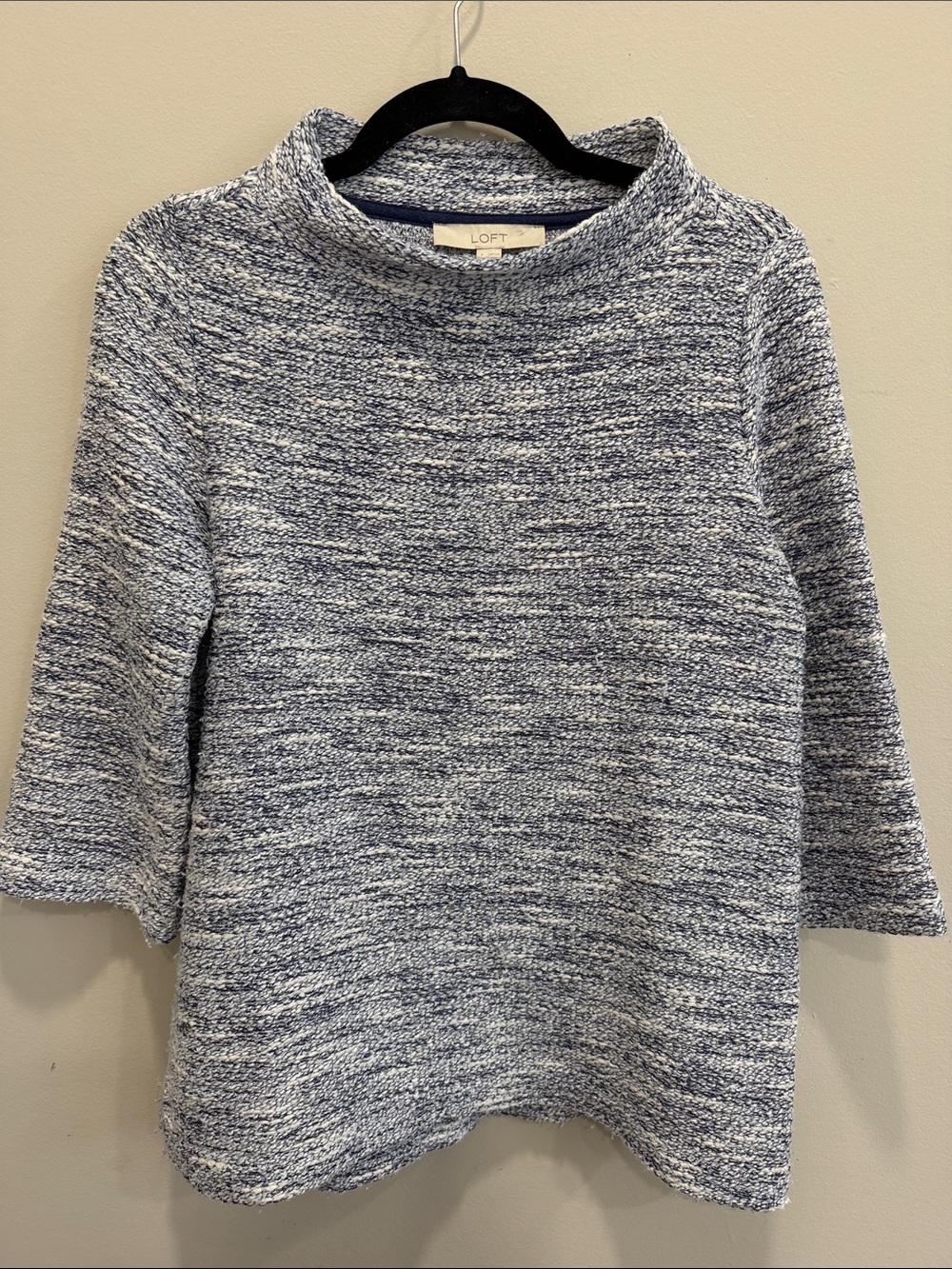 LOFT Tweed Cowl Neck Sweater